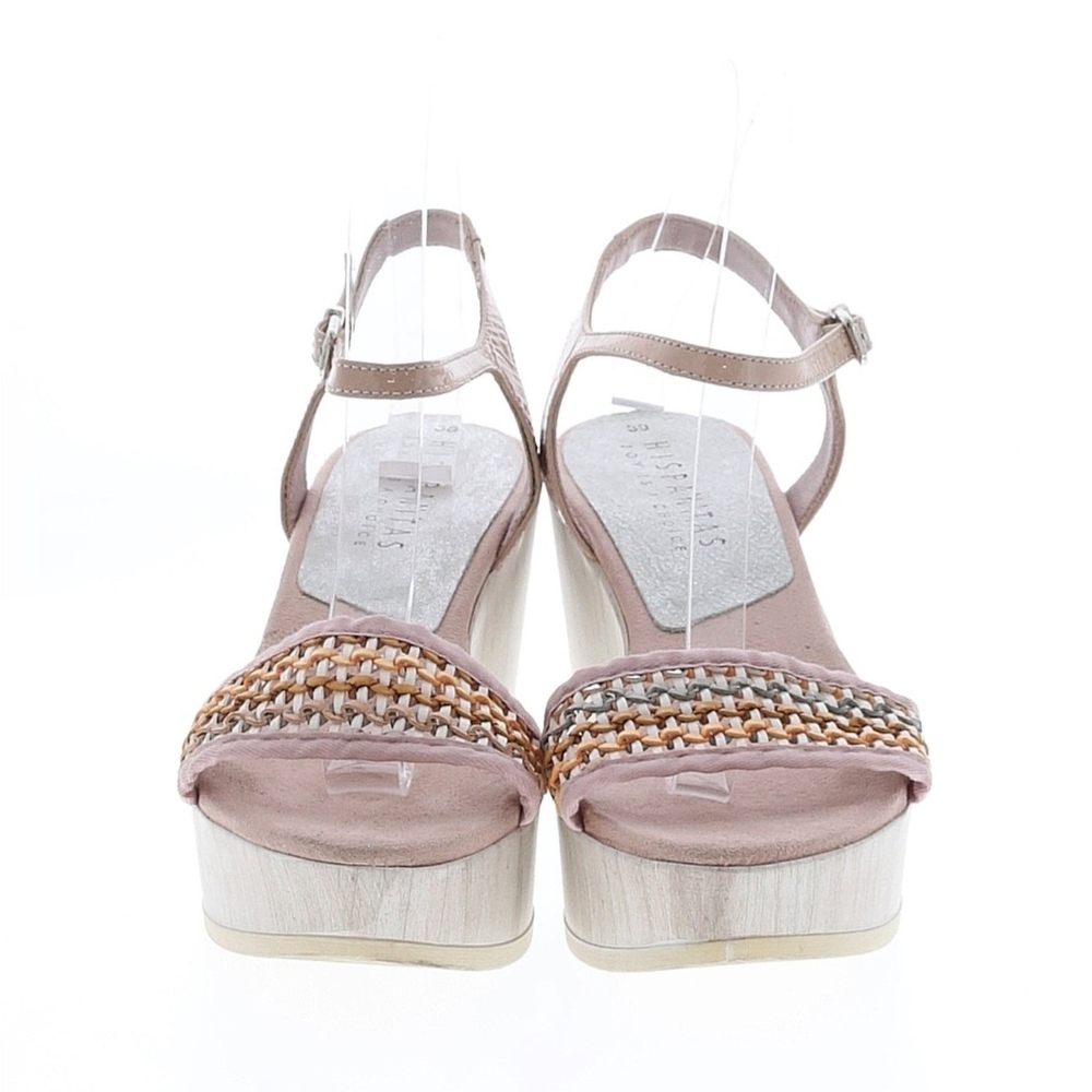 Pink Platform Woven Ankle-Strap Sandals